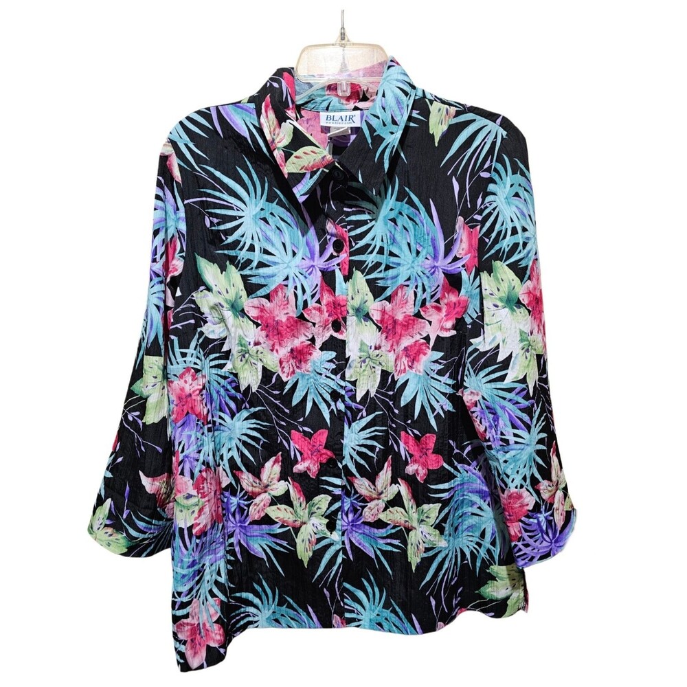 Womens Large Blair 3/4 Sleeve Summer Hawaiian Vacation Button Up Shirt